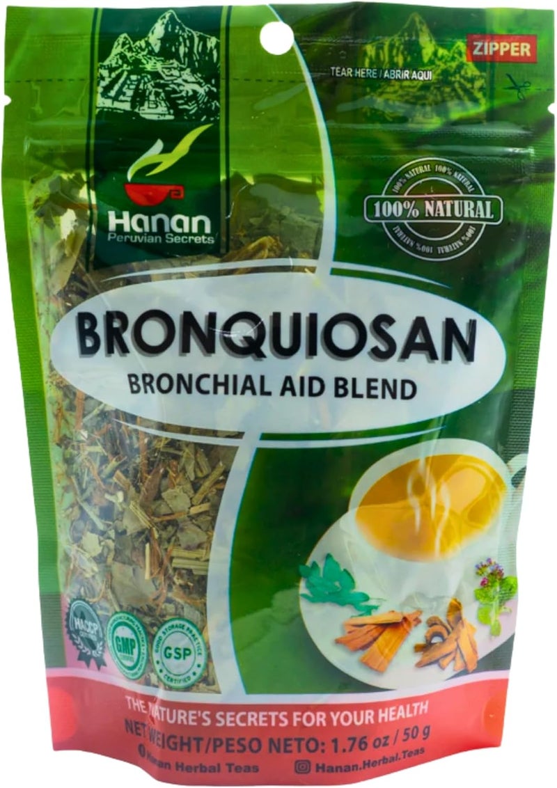 Hanan Peruvian Secrets Hanan Bronquiosan Herbal Tea - 100% Natural Bronchial Aid Blend - Image 1